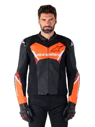 Alpinestars Faster V3 Airflow Leather Jacket – Black/Red Fluo Premium Motorcycle Gear