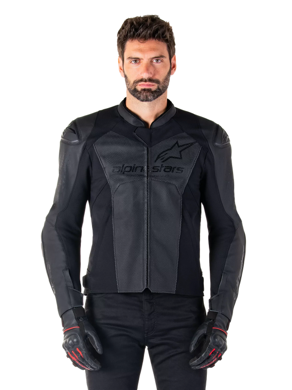 Alpinestars Faster V3 Airflow Leather Jacket – Black/Black Premium Motorcycle Gear