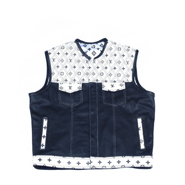 Lo*uis Vuit**n
 White Leather Diamond Stitching with Black Perforated Leather