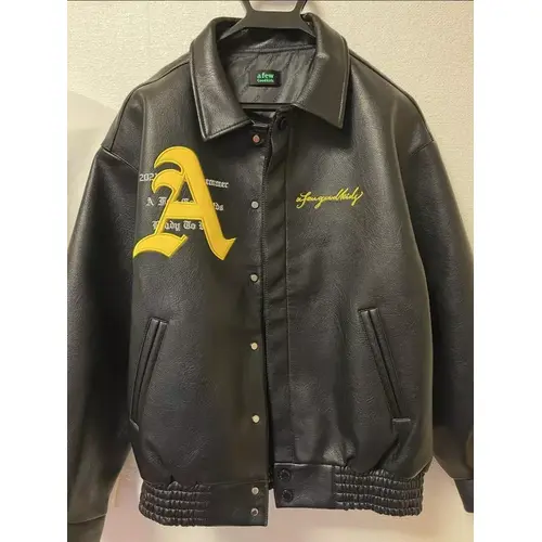 Ferrari Racing Bomber Motorcycle Cowhide Leather Biker Jacket