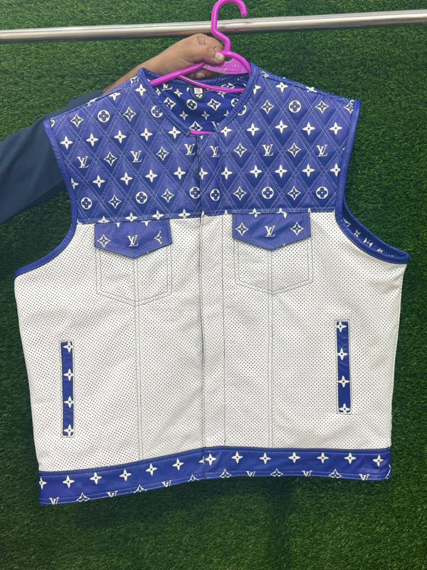 Lo*uis Vuit**n Premium Branded perforated Leather Biker Vest