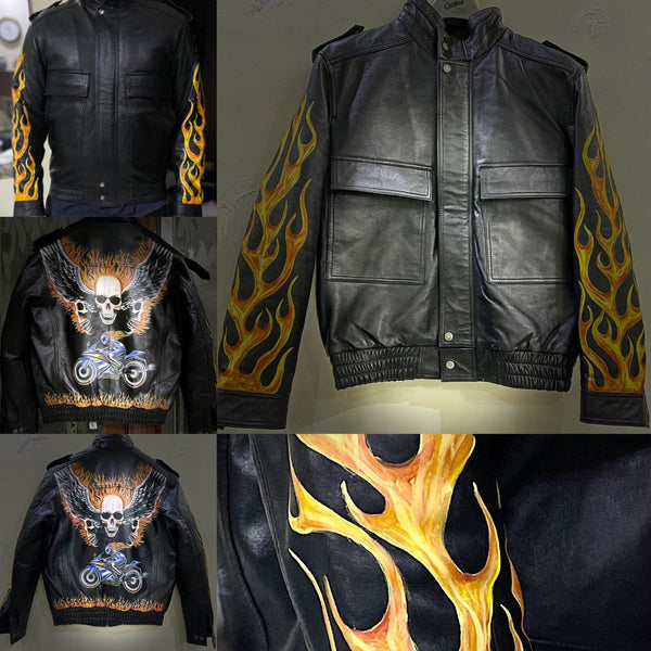 Leather Jackets, Mens Jacket, Motorbike Leather Mens Jacket, Biker Printed Jacket, Sheep Leather Original Leather Jacket, Coat