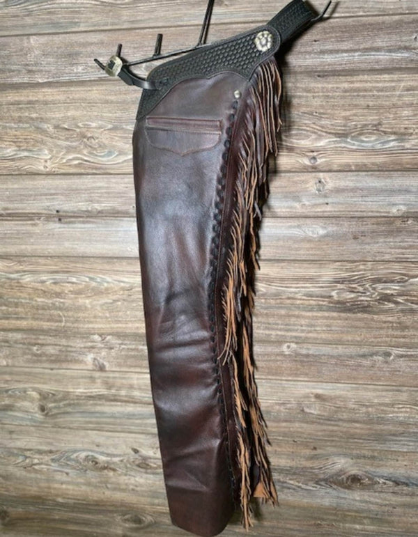 Handmade Native American Leather Cowboy Fringes Style Pant Chap Western Cowboy Distressed Chap Rodeo Chap Horse Riding Chap Gifts For Men