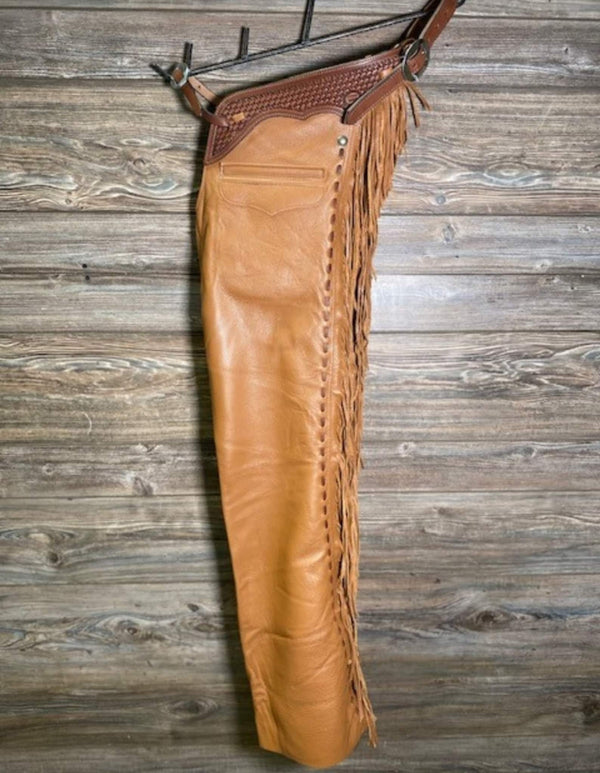 Native American Leather Cowboy Fringes Style Pant Chap Handmade Western Cowboy Chap Rodeo Chap Brown Wild West Fashion Chap