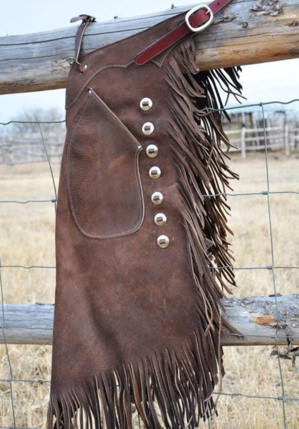 Native American cowhide Chocolate Brown Leather Pant Chap Handmade Western Cowboy Leather Chap Rodeo Chap Horse Riding Wild West Chap