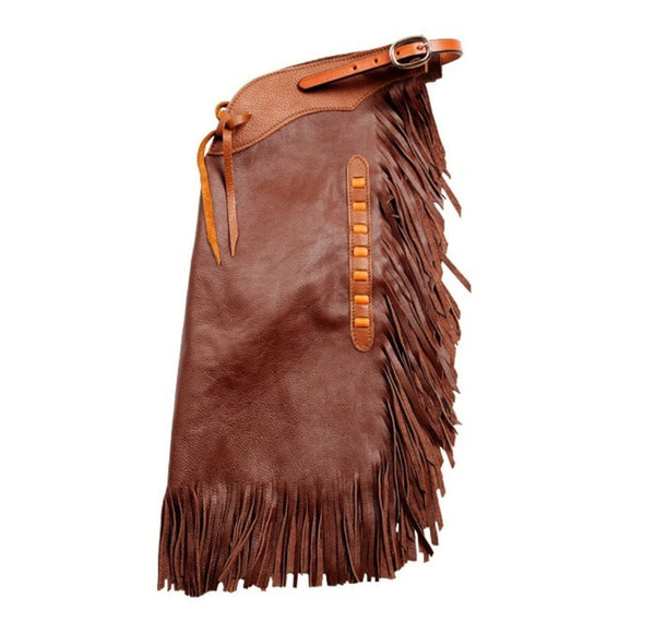 Native American Cowhide Brown Leather Pant Chap Handmade Western Cowboy Chap Rodeo Chap Horse Riding Chap Gifts For Men