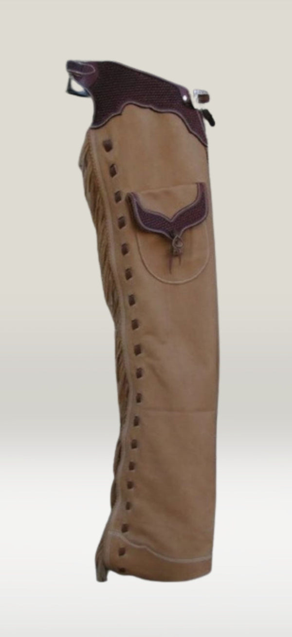 Handmade Cowboy Leather Pants Chaps Western Cowboy Chap Mountain Men Horse Riding Chap Gifts For Men , Gifts For Cowboy