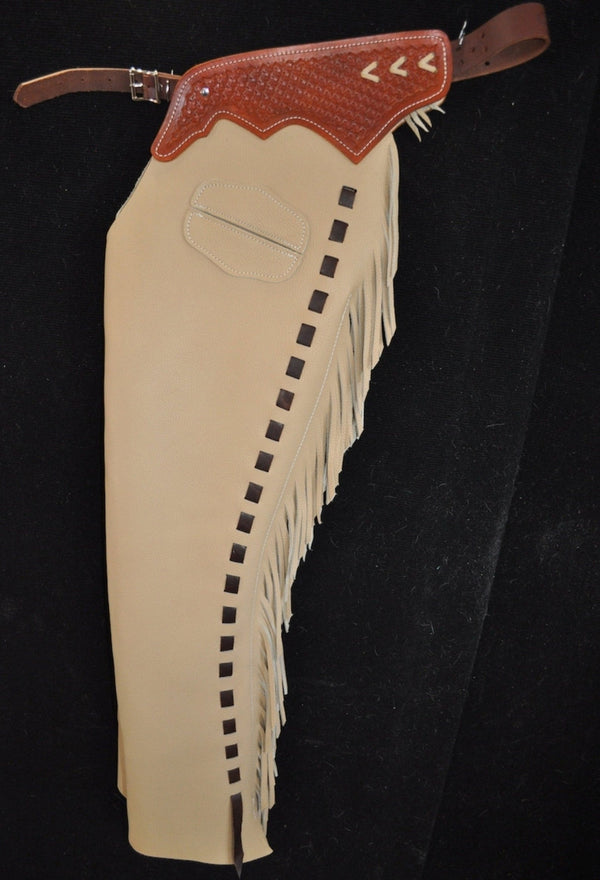 Handmade Native American Leather Cowboy Fringes Style Pant Chap Western Cowboy Beige Leather Chap Rodeo Chap Horse Riding Accessories