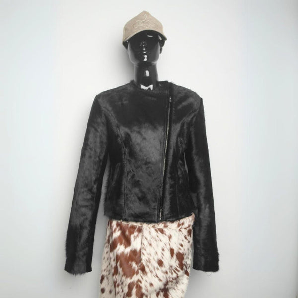 Western Cowhide Hair on Hide Jacket Collarless Women's Cowgirl Style Hair on Leather Cowgirl Jacket - Women's Western Wear Fashion