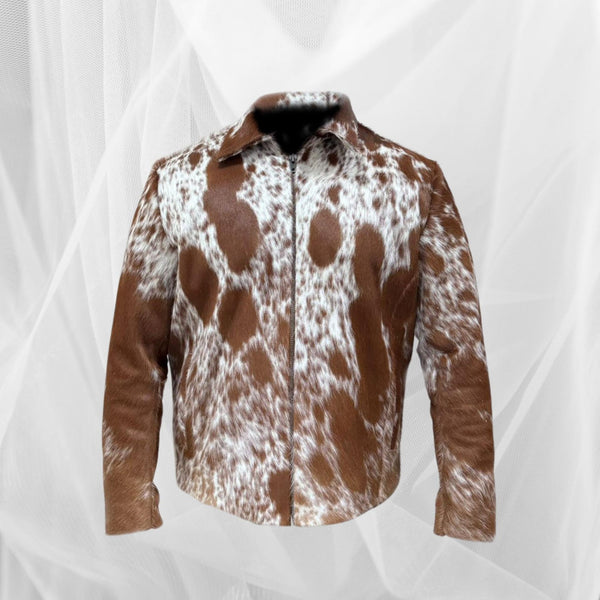 Hair On Hide Leather Handmade Jacket - Handcrafted for Durability and Style Cowhide Hair On Western Cowboy Style Jackets