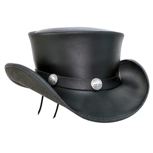 Top Hat-Black pale Rider Smokey Shaded Leather hat, Leather Top Hat, Gothic Top Hat, Men's Top Hat, Steampunk Top Hat, Custom Top Hat